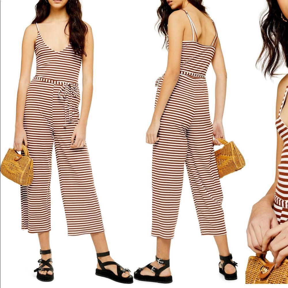 Topshop Ruth Stripe Crop Jumpsuit